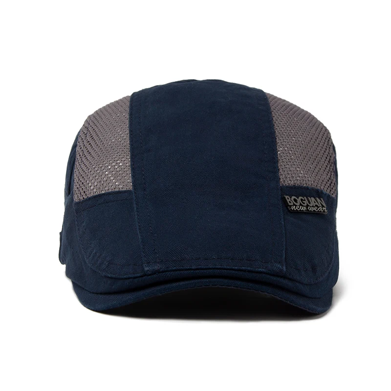 Mesh Cap Beret For Men Fashion Letter Label Berets Summer Cotton Breathable Sun Visor Women Casual Duckbill Hat Adjustable