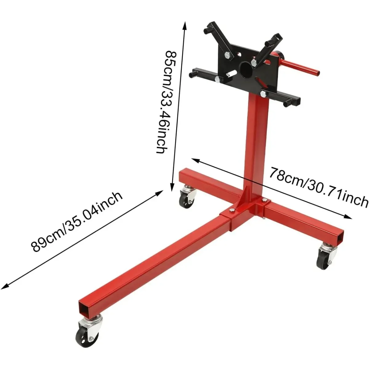 Engine Lift Stand 750LBS Capacity Heavy Duty 360° Rotating Engine Stand with 3 Wheels&4 Adjustable Arms Lift for Auto Repair