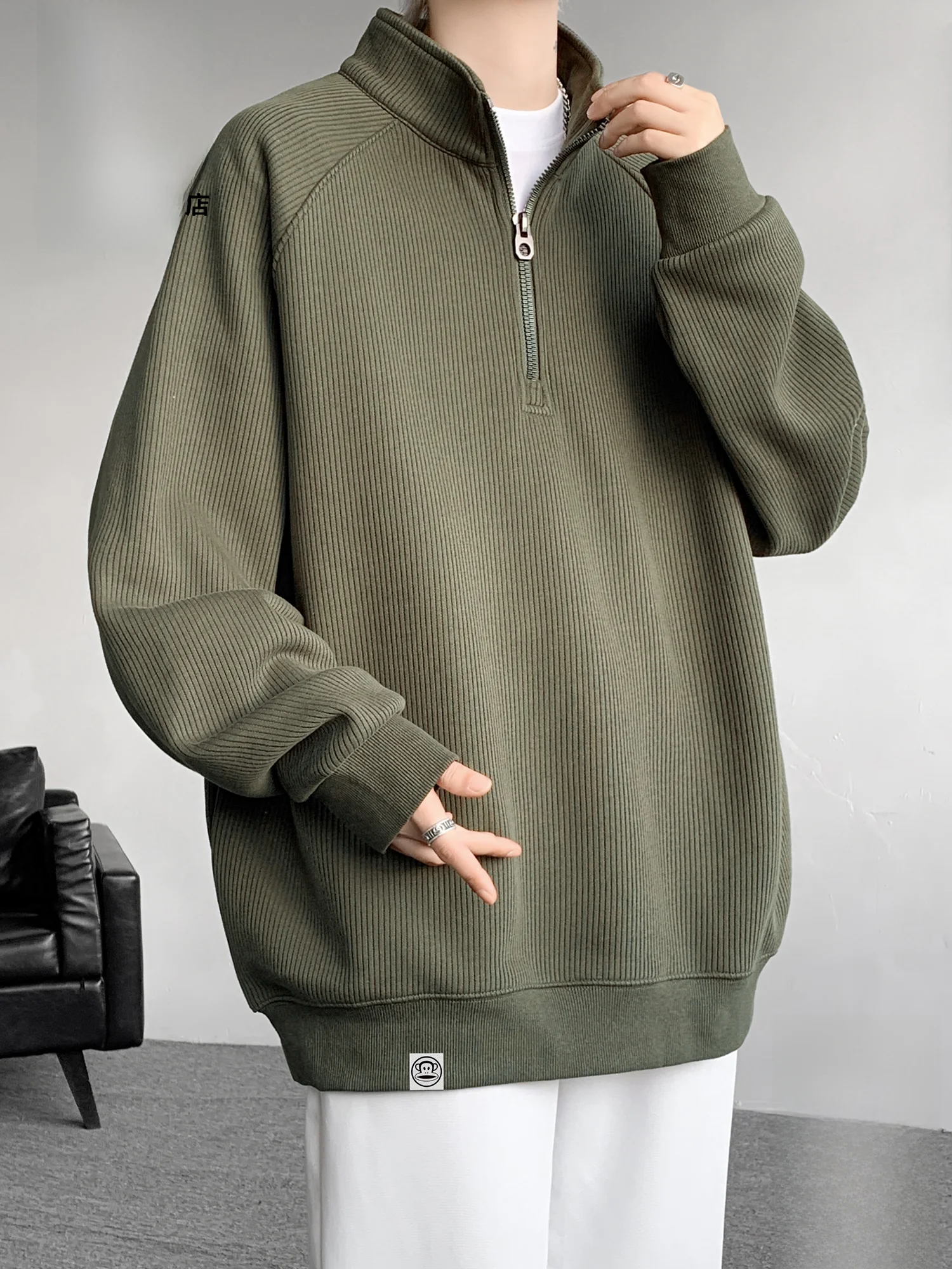 

PaulFrank Spring Loose Fit Hoodie Men Casual Long Sve Stand Collar Zipper Design Comfortable Cotton Polyester Blend