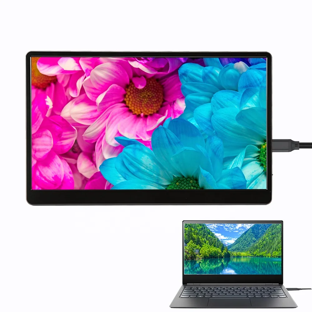 Monitor Portabel 15.6 Inci 1080P dengan Stand yang Dapat Disesuaikan, Layar IPS Dual Monitor untuk Gaming, Monitor Kedua untuk Laptop saat Bepergian