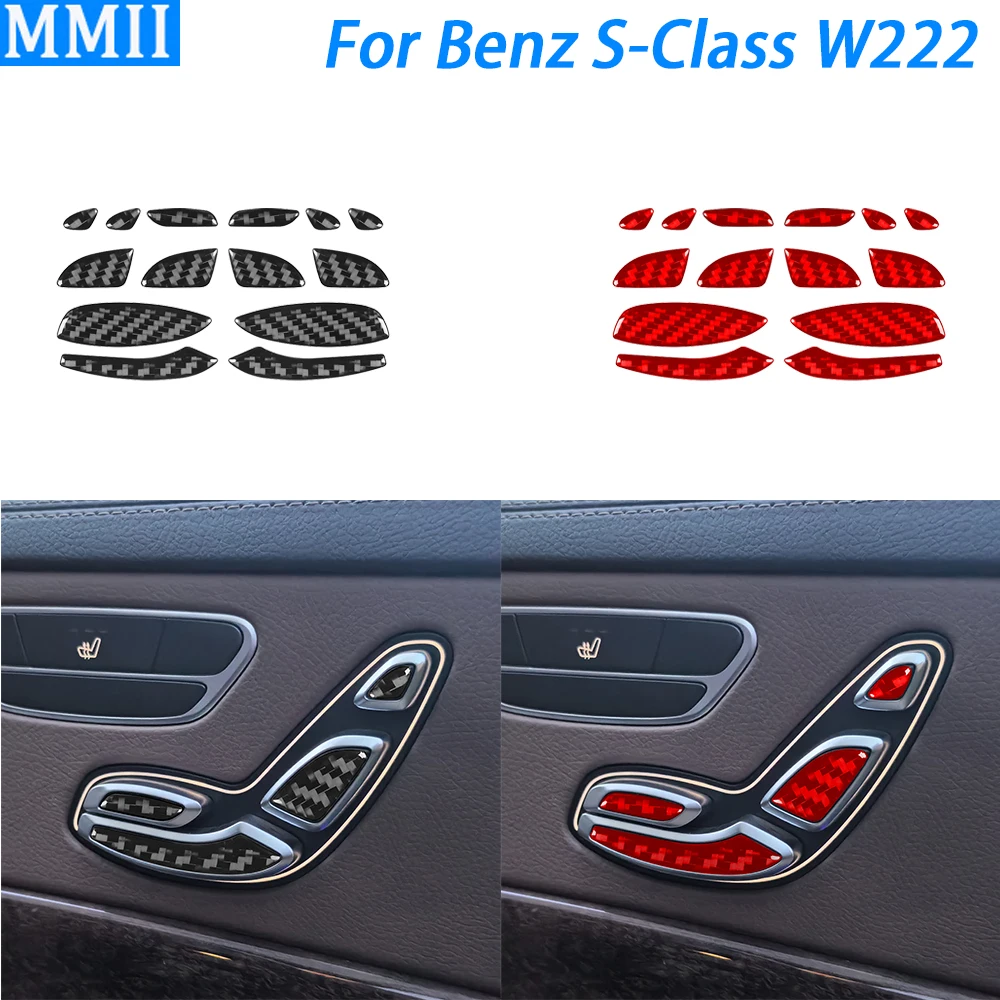 

For Benz S-Class w222 2013-2020 Carbon Fiber Seat Adjustment Control Button Panel Trim Cover Car Interior Accessories Sticker