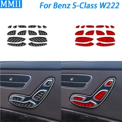 For Benz S-Class w222 2013-2020 Carbon Fiber Seat Adjustment Control Button Panel Trim Cover Car Interior Accessories Sticker