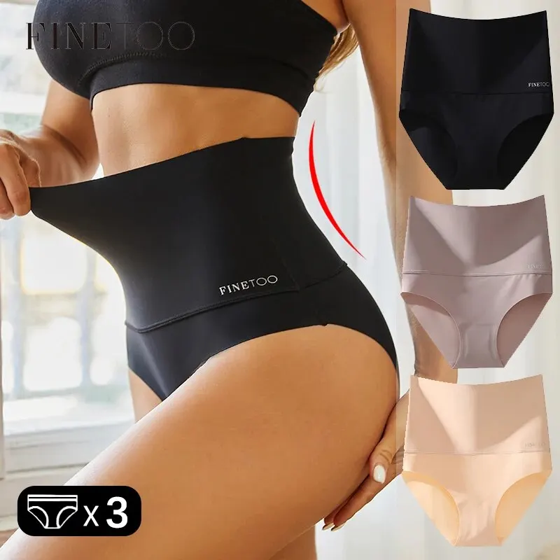 3pcs High Waisted Solid Panties For Women Soft Tummy Control Underwear High Stretch Women Panties Seamless and Sexy Lingeries