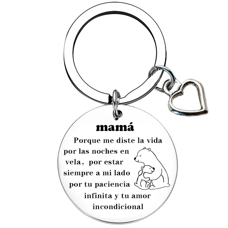 Spanish Best Mom Ever Gifts Keychain For women, Birthday Gifts For Mom Form Son