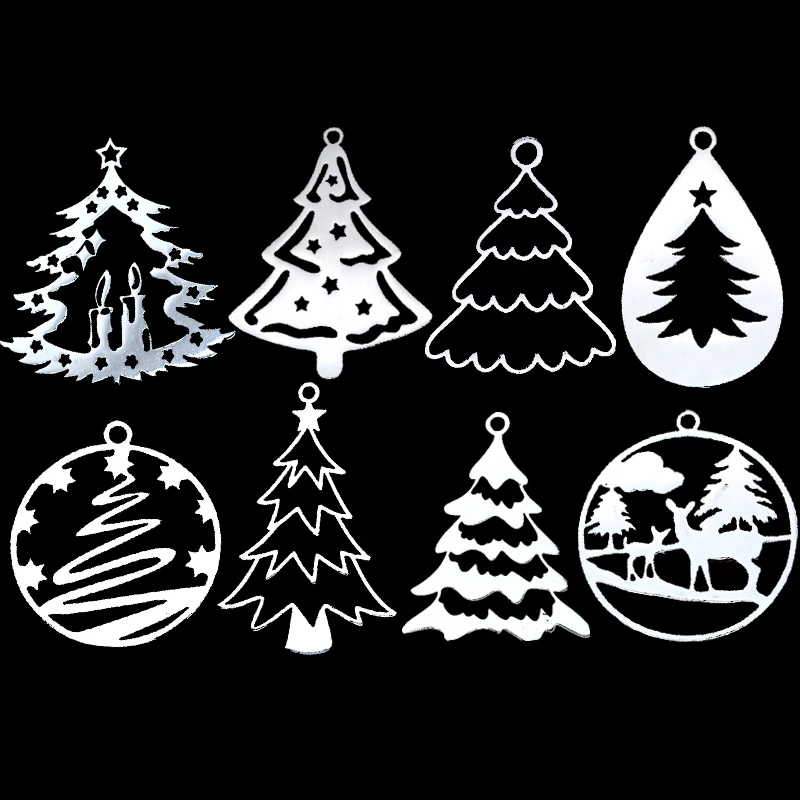 

3pcs Candlelight Christmas Tree Stainless Steel Pendant Charms for Jewelry Making DIY Craft Tassels Earrings Necklace Accessory