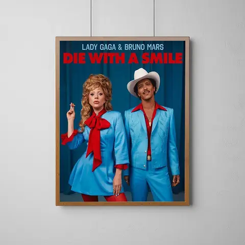 Home and Decoration Room Lady Gaga & Bruno Mars Die With A Smile Poster Decorative Picture Wall Posters Art Mural Bedroom Decor
