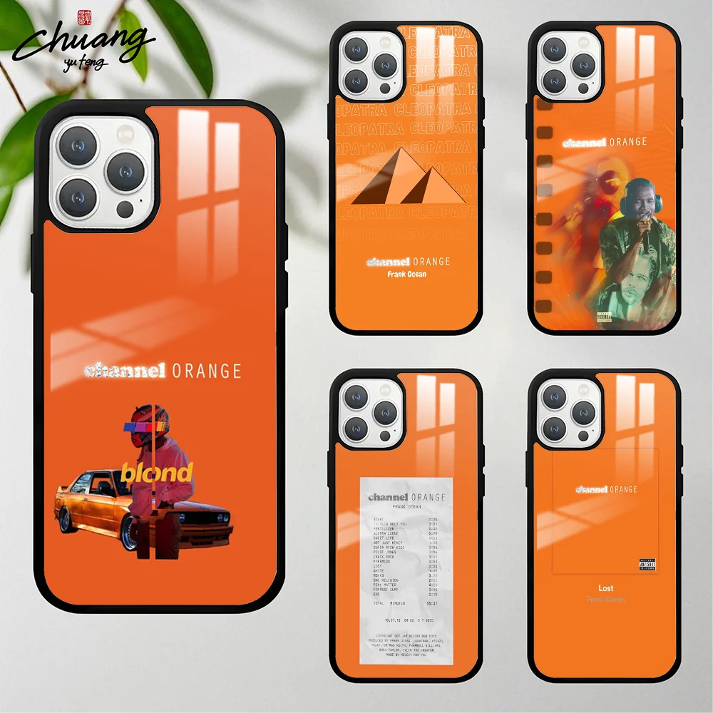 F-Frank Channel Orange Ocean Phone Case For 11 12 13 14 15 16Pro Max mini Plus Frosted mirror Phone Cover