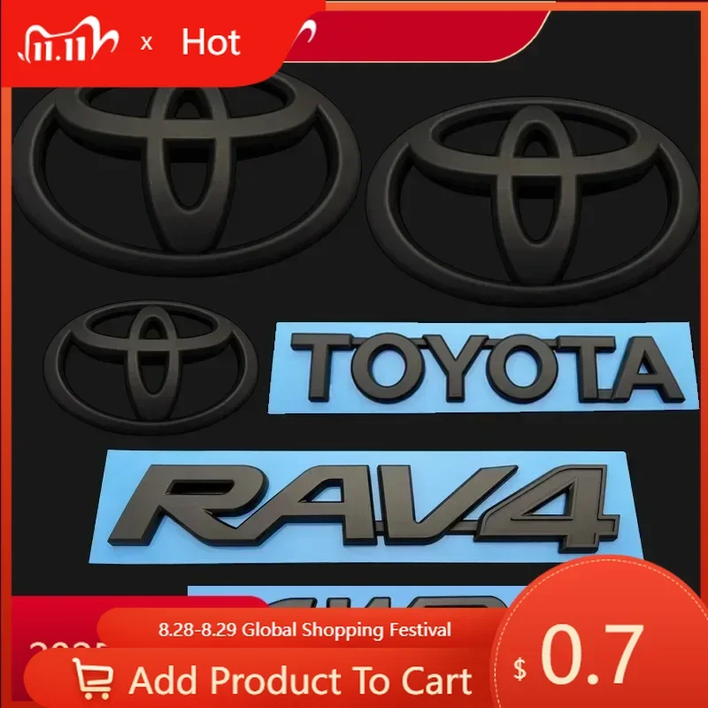 

Fot Toyota 2026 Новый для Toyota 2026 Новые колпаки ступиц 3D ABS Логотип автомобиля 2004-2013 для Toyota RAV4 4WD Передняя решетка чемодана багажник черный