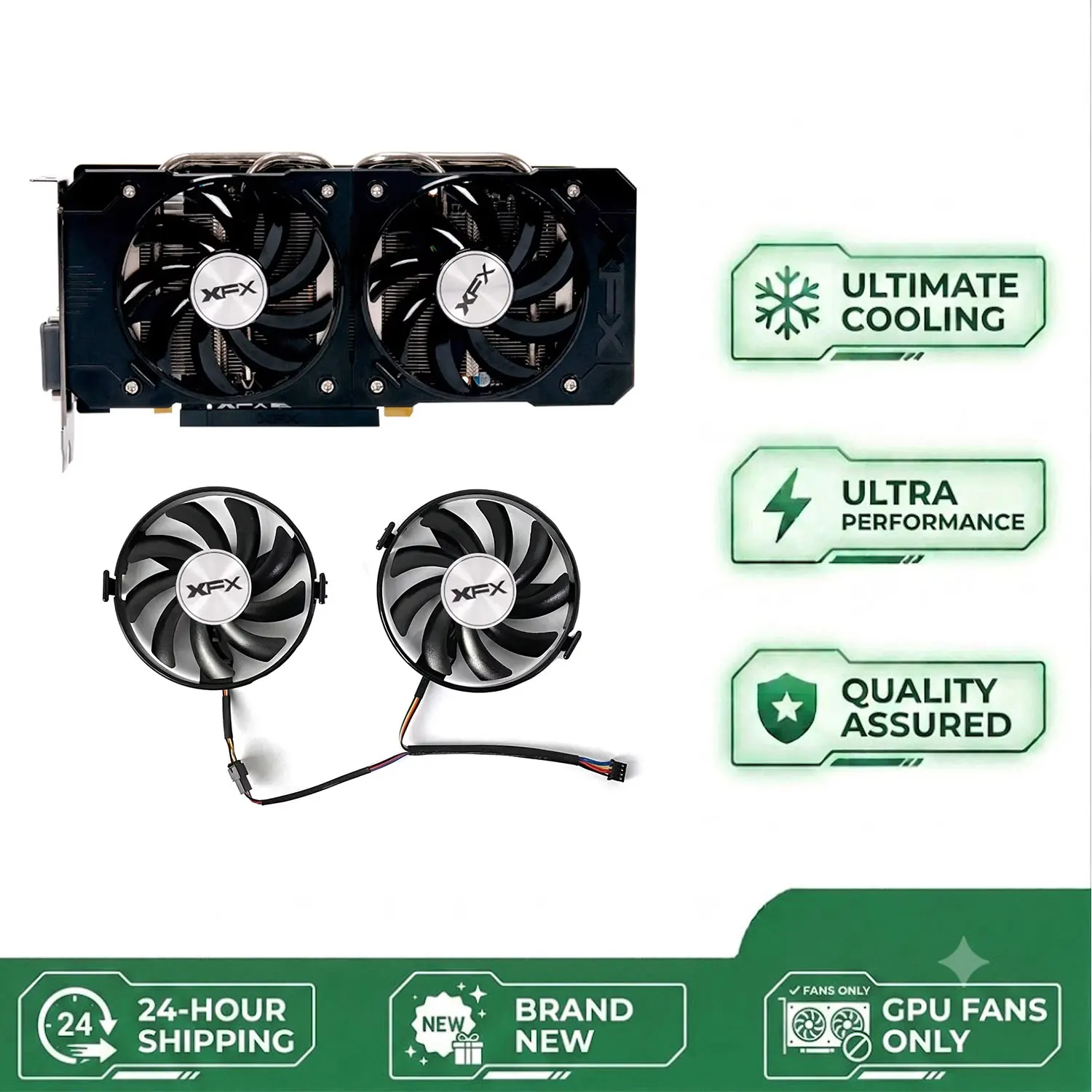 Cooling fan FDC10U12S9-C 4pin FY09010H12LPB XFX GPU fan suitable for Radeon XFX R9 380 X R7 350 360 370 460-2/4 graphics card