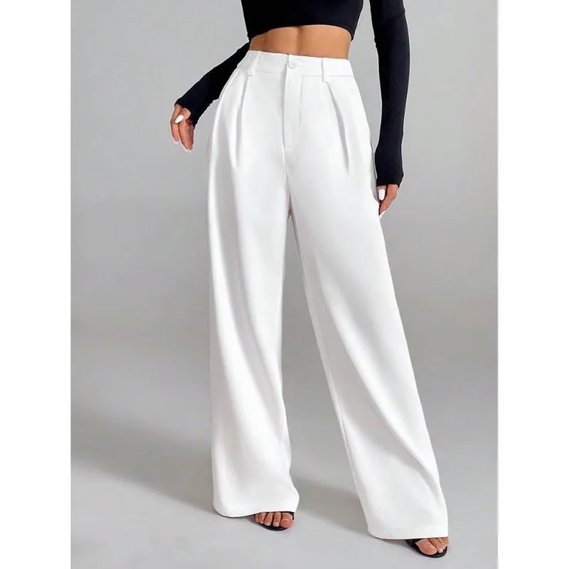 Women's pants new outdoor casual ice silk thin casual straight leg pants, women's loose quick drying solid color wide leg pants