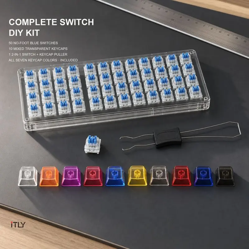 iTLY Dust‑proof Non‑pin Clicky Switch XDA Keycap 2‑in‑1 Key Puller DIY Stress Relief Toy for Mechanical Keyboard Mod