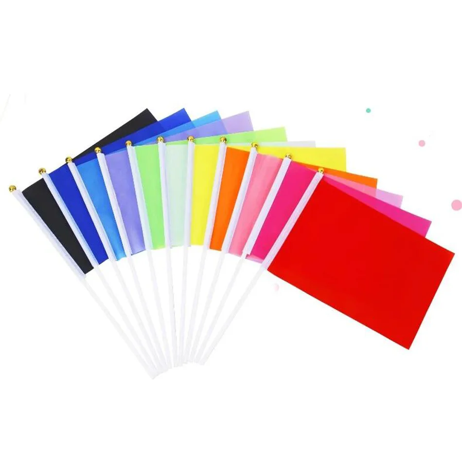 ФЛАГ SKY Мини сплошной цвет Ручной развевающийся флаг 14*21 см желтый Синий Черный зеленый Белый красный сплошной цвет ручной развевающийся флаг для вечеринки