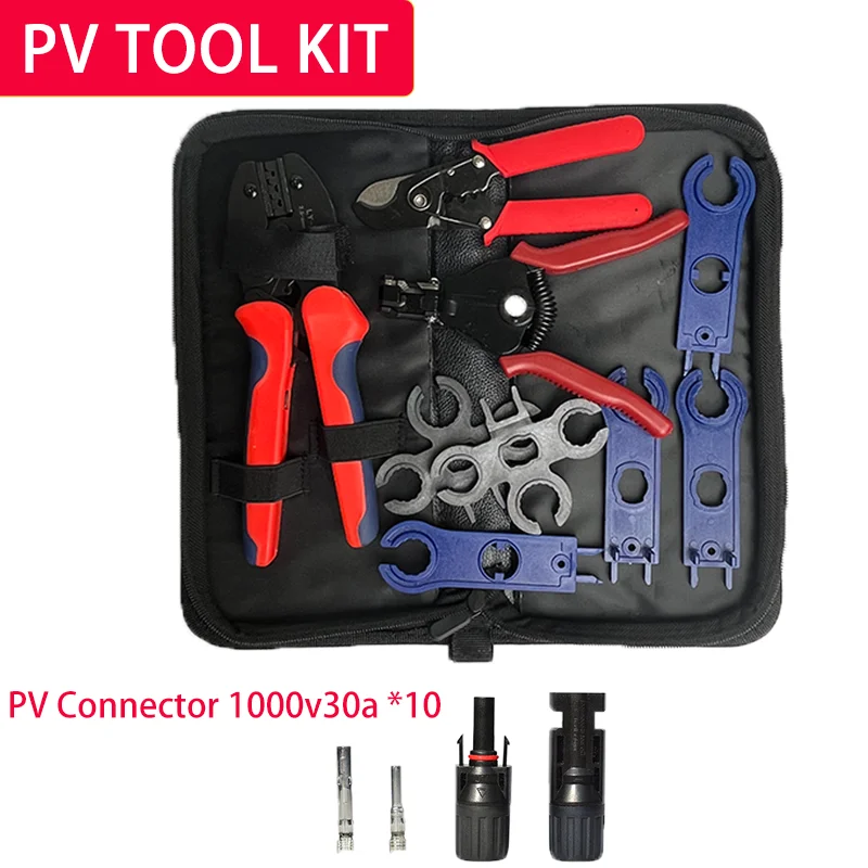 

Solar Crimping Tool Cable Connector with Solar Connectors, Wire Cable Cutter, Spanner Wrench, All in 1 Oxford Bag,for 2.5/4/6mm²