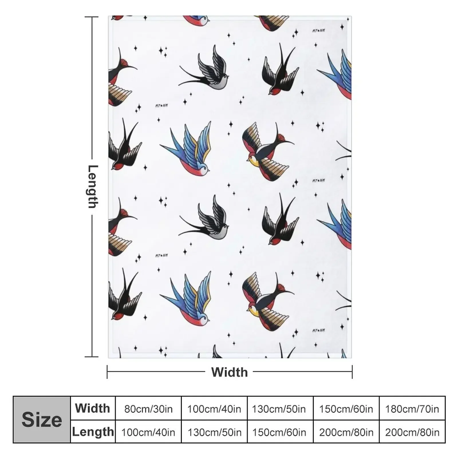 Swallows pattern Throw Blanket Custom Sofas bed plaid Hair Blankets