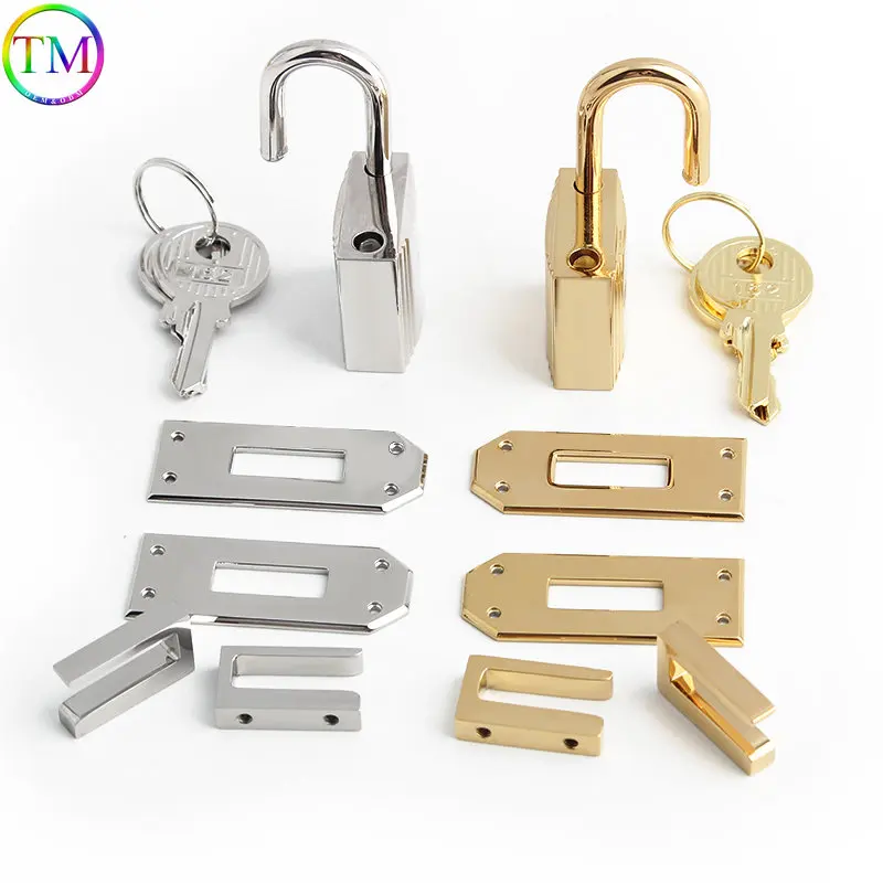 Gold Silver Stainless Steel Metal Rectangle Hanger Clasp Locks For DIY Craft Handbags Purse Bags Buckles Hardware Accessories