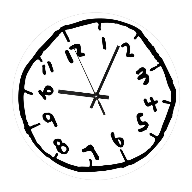 Acrylic Wall Clock with Artistic Graffitis Number for Classroom or Studio