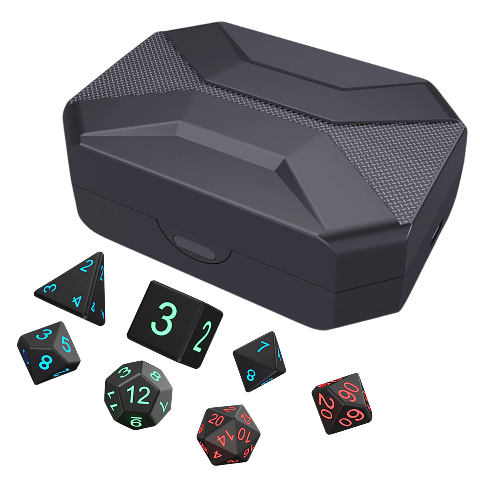 Luminous DND Dice Light Up Dice With Charging Box D&DDice D4 D6 D8 D10 D12 D20 For Role Playing Table Games 7pcs/set