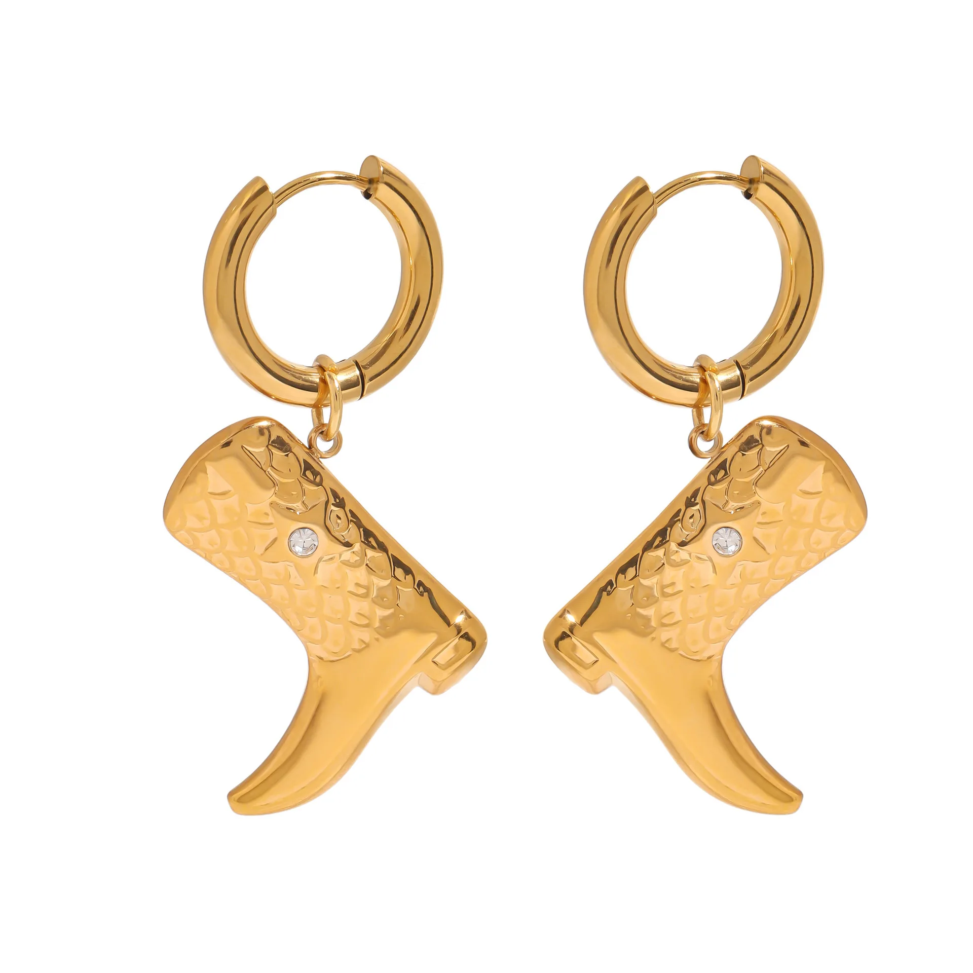 

Stainless Steel PVD 18K Gold Plated Tarnish Waterproof Boots Earrings For Woman Jewelry Wholesale Trendy