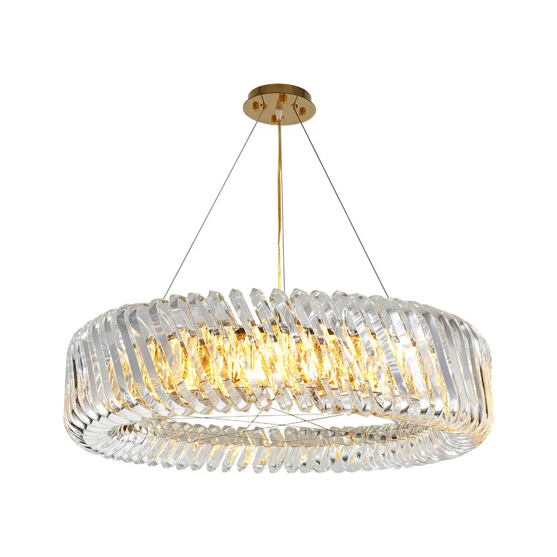 

LED Round Gold Dimmable Lamparas Colgantes Chandelier Lighting 2024 New Trend Lustres Para Sala Estar For Living Room