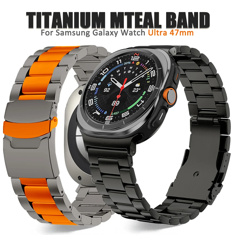 

No Gap Titanium Men Band for Samsung Galaxy Watch Ultra 47mm Luxury Metal Strap for GALAXY Watch 7 40mm 44mm Curved End Bracelet