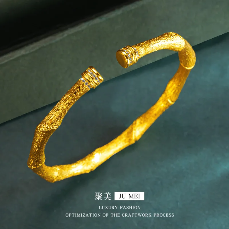 

Золотой браслет для женщин в стиле 9999 24K из настоящего золота с инкрустацией бриллиантами на отверстии, модный подарок, роскошное украшение.