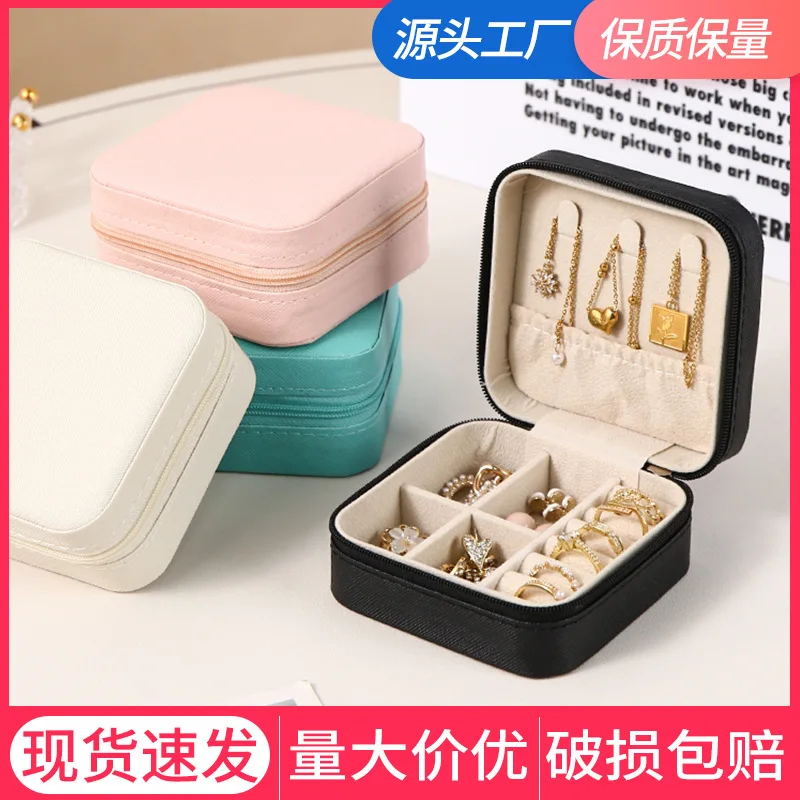 2023 Portable Jewelry Box Jewelry Organizer Display Travel Jewelry Case Boxes Button Leather Storage Zipper Jewelers