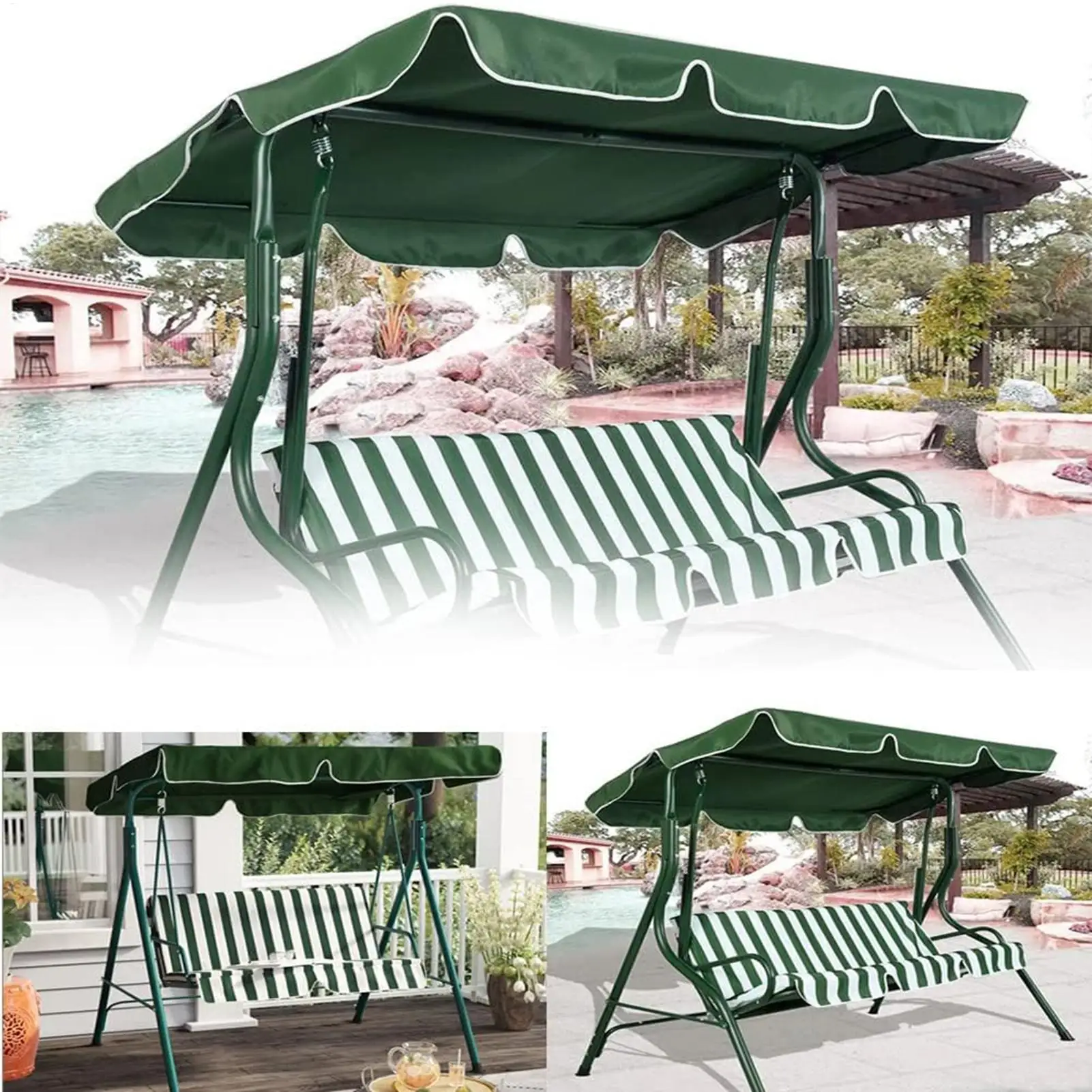 Porch Swing Canopy Replacement UV-Resistant Sun Shade Chair Cover Swing Cover Replacement for Garden Playground Backyard Yard