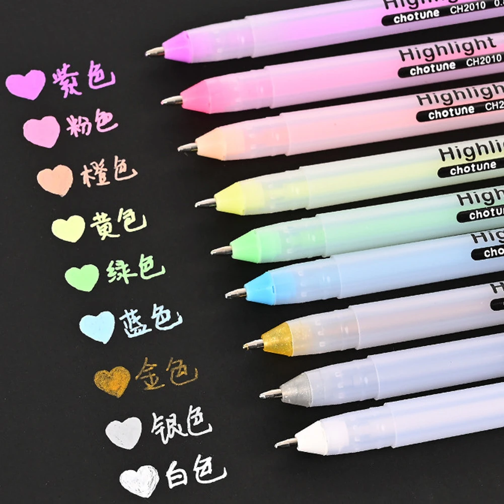 0.8mm Colorful Highlighter Drawing Marker Pen Sketching Painting Highlight Pens Greeting Cards Marker Art Stationery Supplies