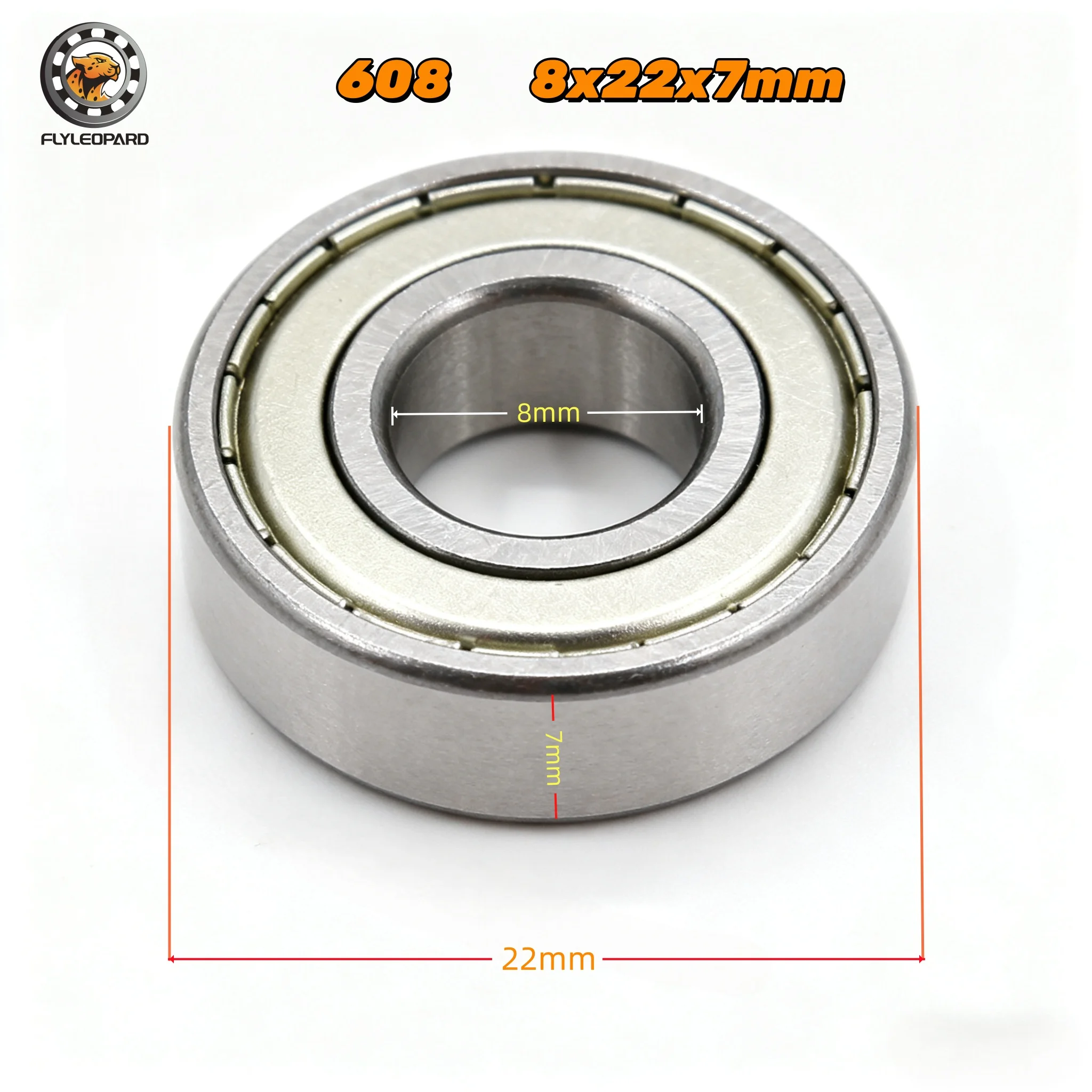 

10Pcs 608 ZZ 2RS Ball Bearings Metal Double Shielded Miniature Deep Groove Bearings Skateboard/Electric Motors 8mm x 22mm x 7mm