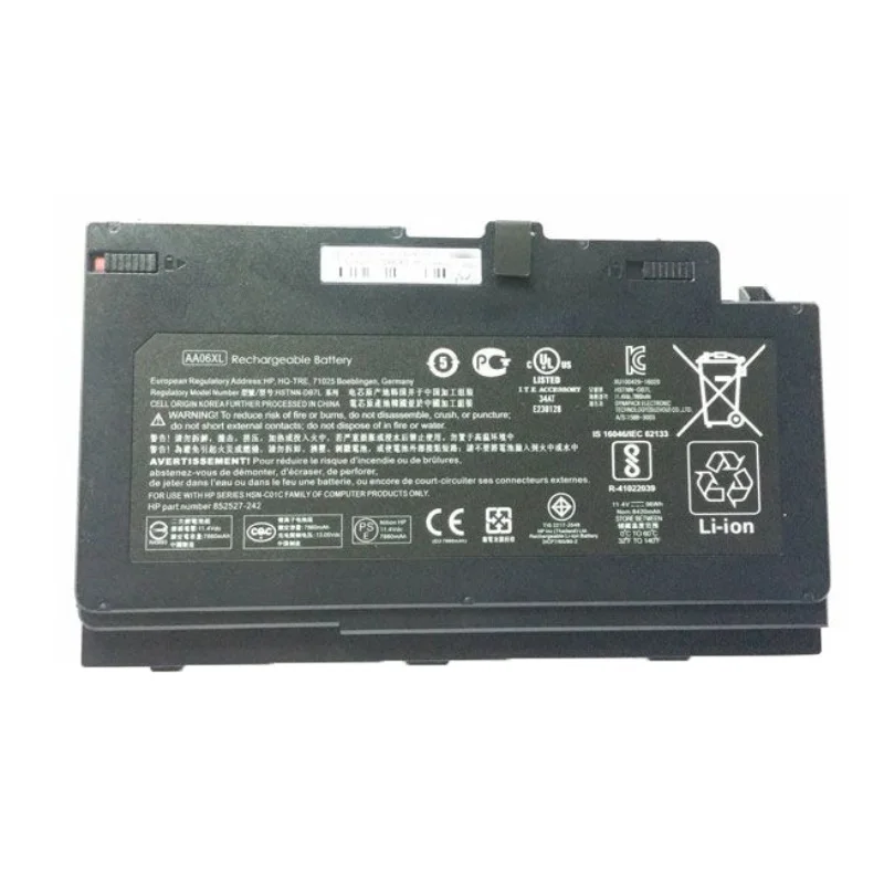 Batterie pour ordinateur portable HP ZBook 17 G4 AA06XL, 11.4V, 7860Mah, 852527-241, 852711-850