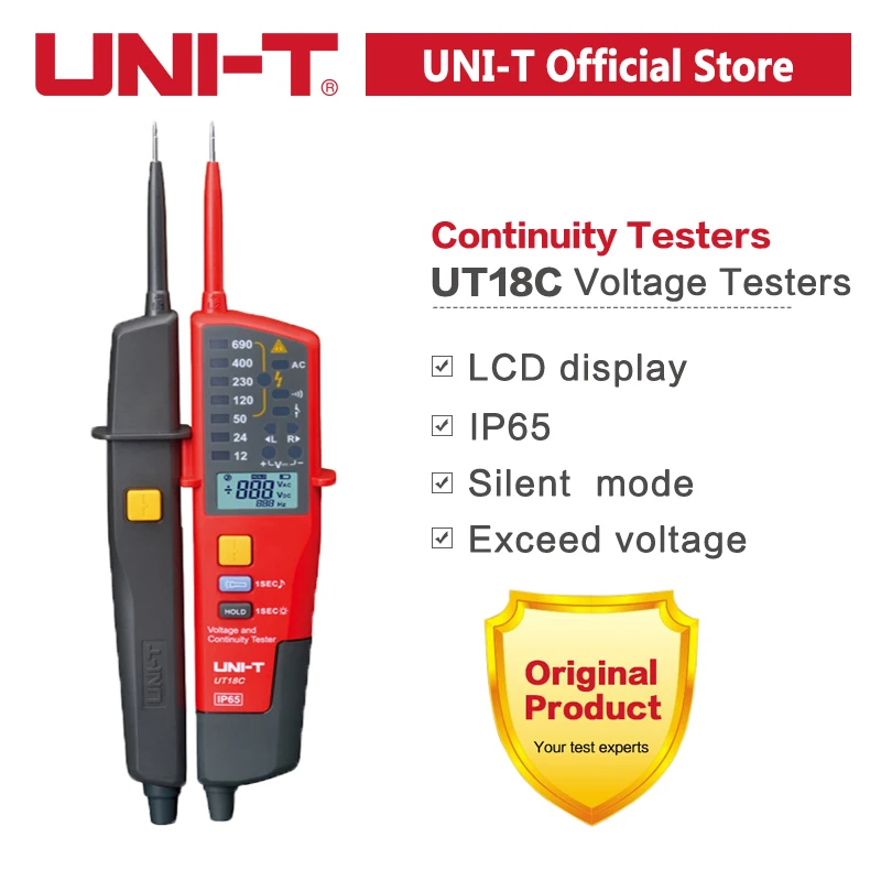 UNI-T Spannungsprüfer UT18C UT18D UT15C Phasenfolge Kontinuität Spannungsdetektor LCD-Display Auto Range IP65 Wasserdichtes Messgerät