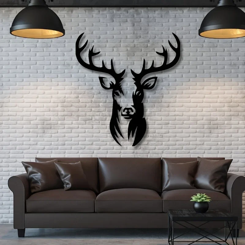 3D Metall-Hirschkopf Wandkunst Rustikale Farmhaus-Dekoration Vintage-Skulptur für Schlafzimmer Wohnzimmer
