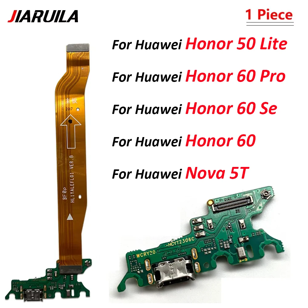 USB Dock Connector Charging Port Flex Cable With Micro For Huawei Honor 50 60 Lite Pro Se Nova 5T Charger Board With Mic Module