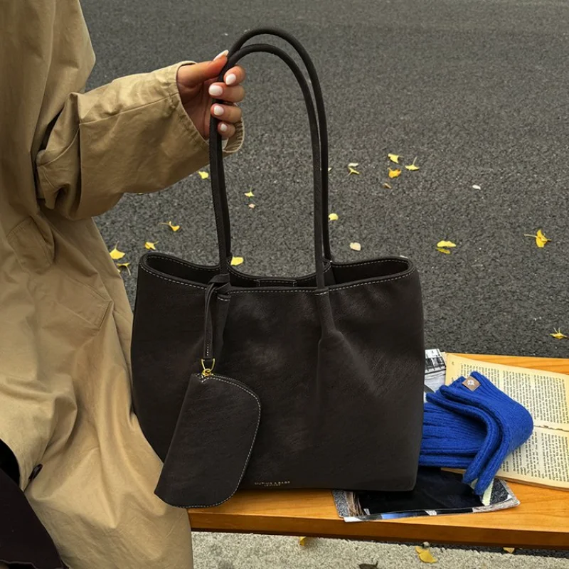 

Women's Casual Style Suede Leather Large Capacity Tote Bag, Ideal for Daily Use, School Commute, Weekend Outings & Shopping