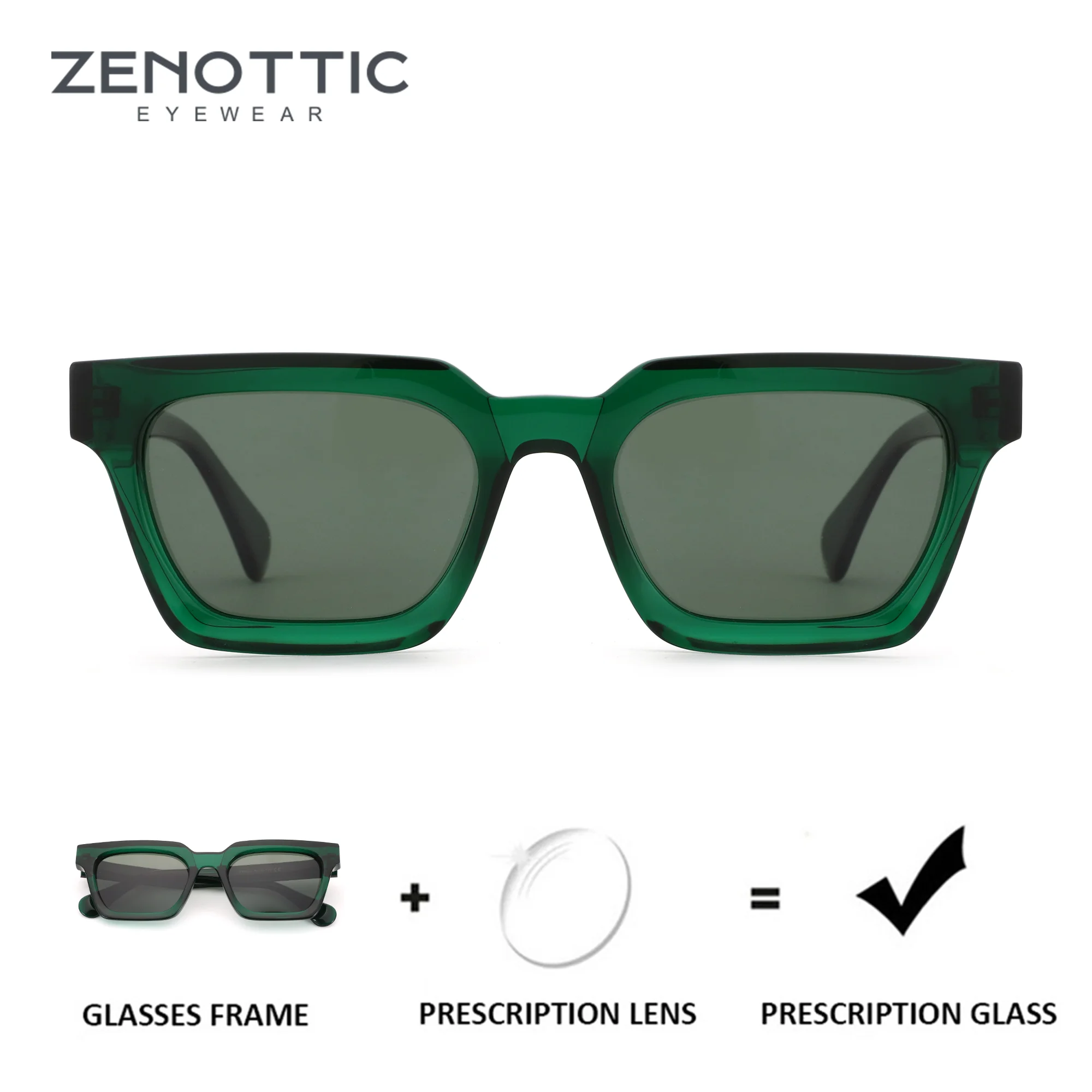 

ZENOTTIC L Size Stylish Polarized Hexagon Prescription Sunglasses Men Progressive UV400 Acetate Myopia Sunglasses Man