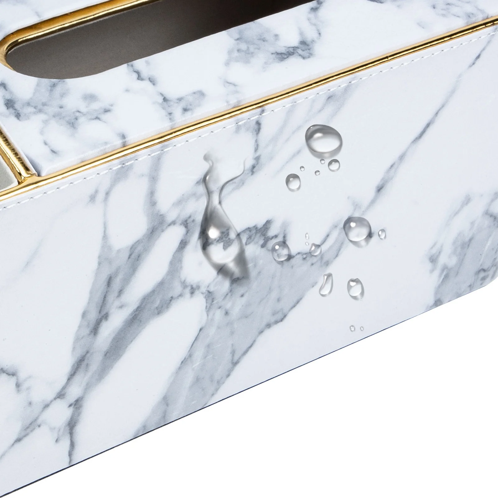 

Marble Pattern PU Storage Box Multi-Grid Tissue Dispenser Remote Control Organizer Desktop Napkin Case Home Office Car
