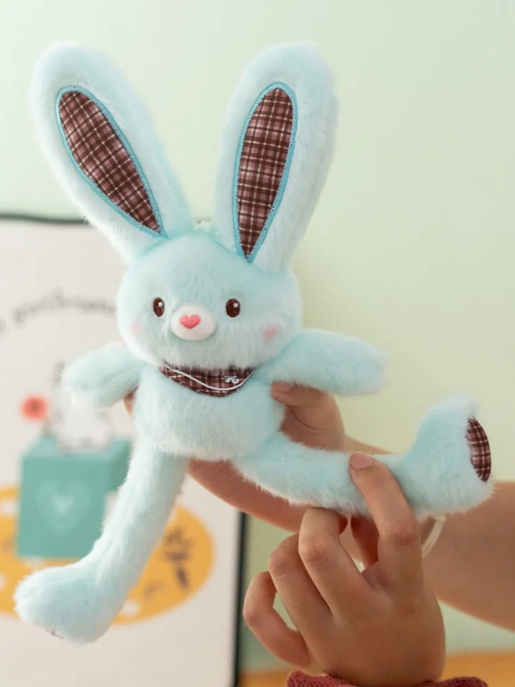 Jouets en peluche lapin, oreilles extensibles, pendentif poupée lapin, porte-clés, jouet décoratif, cadeau d'anniversaire pour enfants et amis