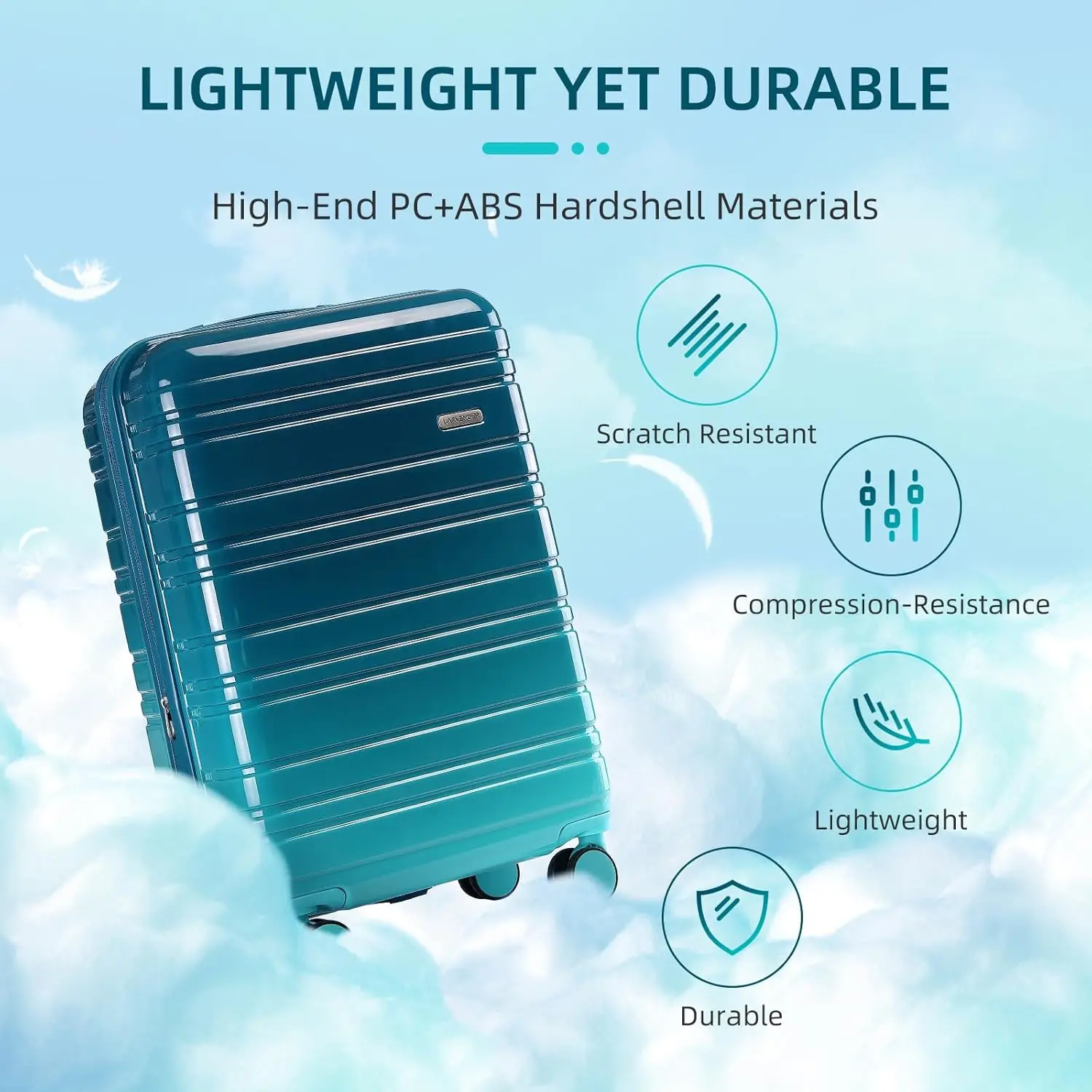 Larvender Bagage Sets 3 Stuk, 20 Inch Handbagage 22X14X9 Luchtvaartmaatschappij Goedgekeurd Hardside Pc + Abs Koffer Set Met Spinner