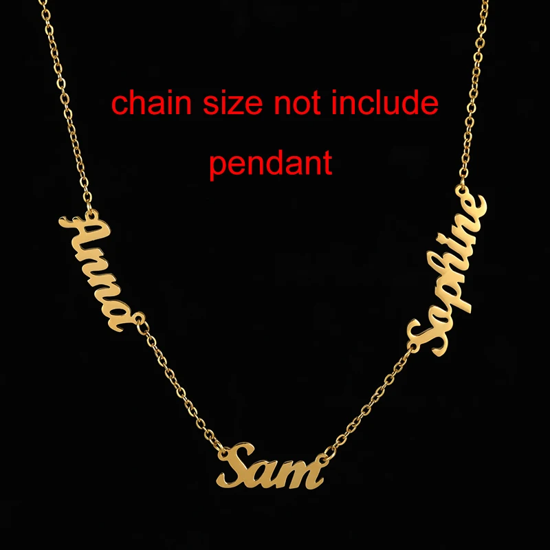 Custom Multiple Personalized Name Necklaces Jewelry Chain Pendant Name Gold Color Necklace for Women Men Stainless Steel Gifts