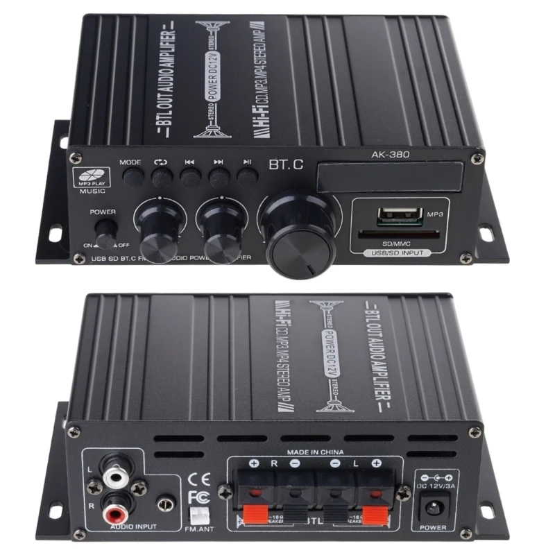 M5TD Remote Operateds HiFi Sound Amplifiers Bluetooth-compatible 5.0 Connectivitys USB AUXs FM Radio 12V 5A Power Supply