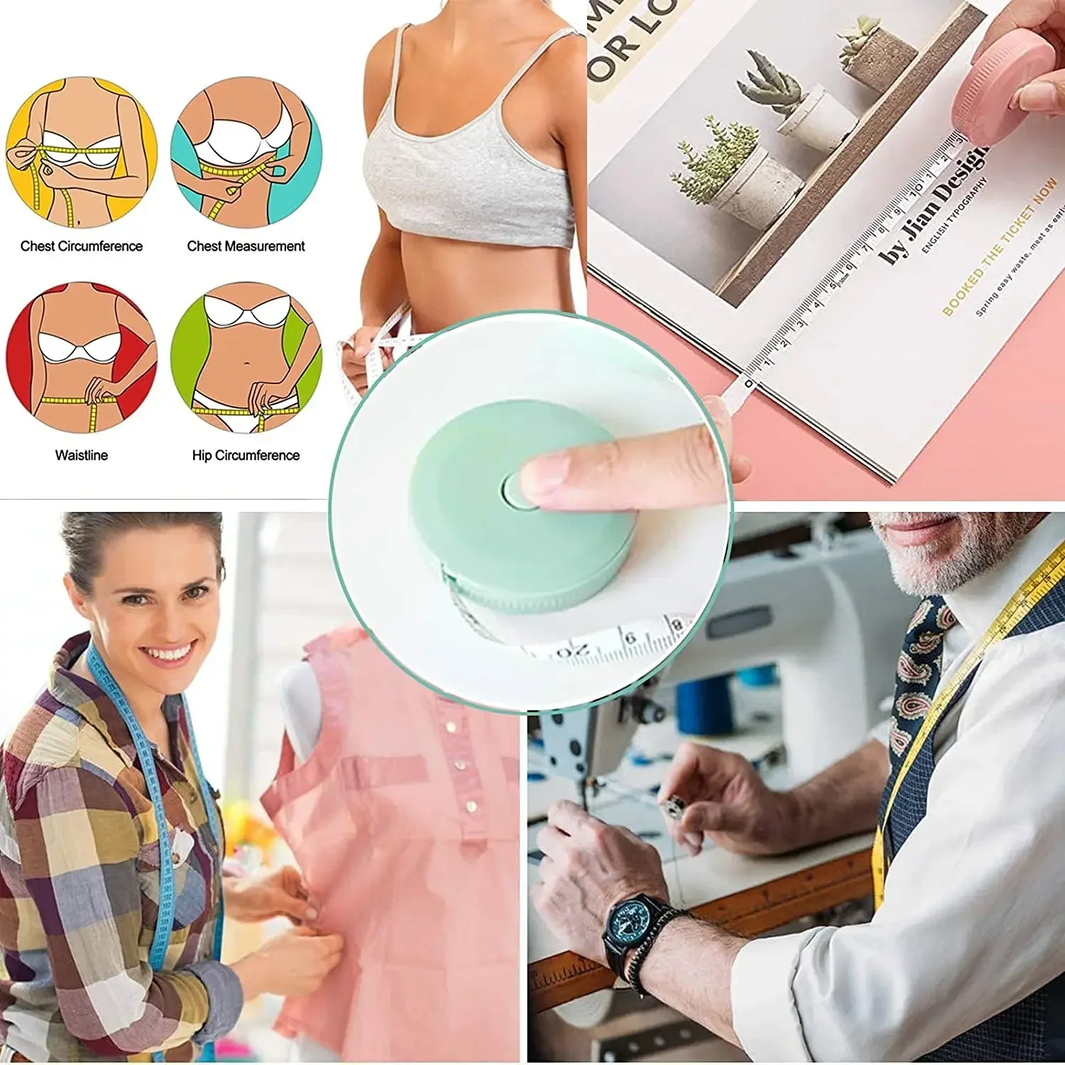 1.5M/60In Soft Tape Double Scale Measure Body Sewing Flexible Ruler For Weight Loss Medical Body Measurement Sewing Tailor Craft