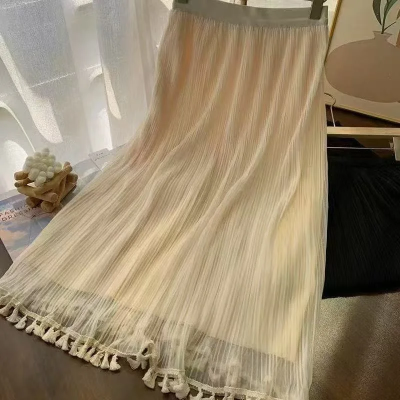 White Inner Wears For Woman Under Skirt Petticoat Pleated Elastic Skirt Thin Bottoming For Qipao Fashion Women Streetwear Party