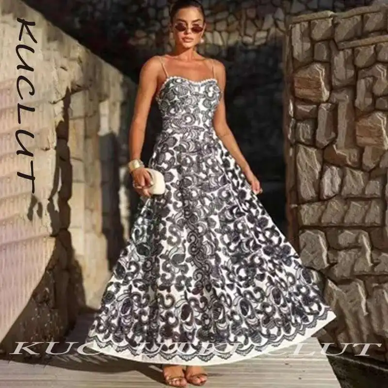 

KUCLUT Fashion Printed Dress Women Block Color Patchwork Sleeveless Loose Casual A-line Dresses Female 2025 Summer New Item K497