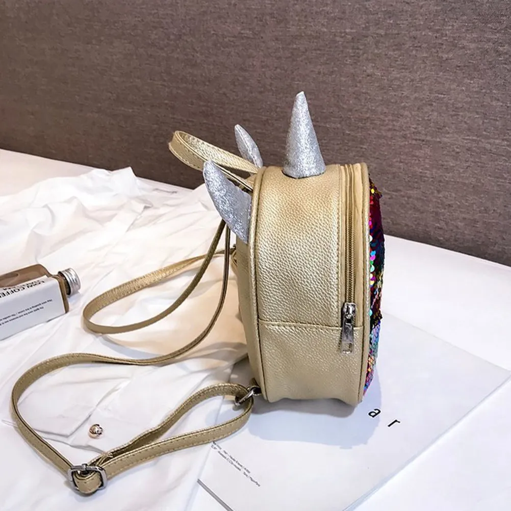 

Unicorn Design PU Backpack for Women Fashionable Sequin Surface Adjustable Shoulder Straps Large Capacity Multi-Pocket