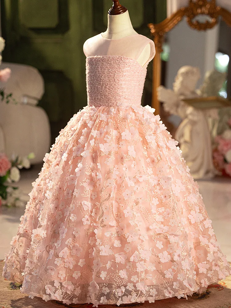 New Gorgeous Princess Ball Gown Dress Kids Flowers Girls Dresses For Weddings birthday Party Evening Dress First communion dress