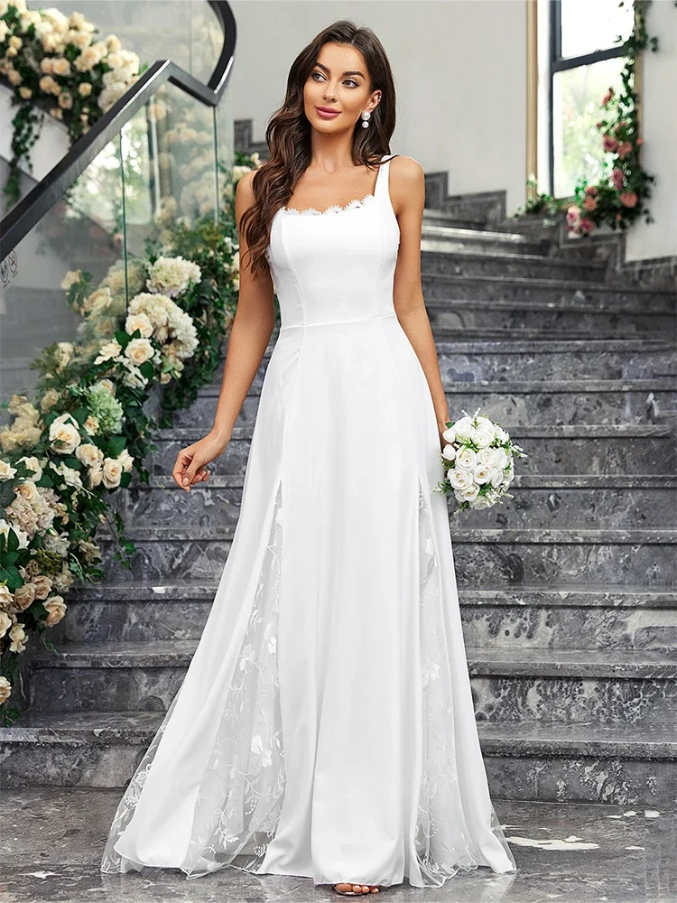 Sleeveless V Neck Sequined Mermaid White Wedding Party Dress Backless Floor Length Evening Prom Gown Vestidos Largos