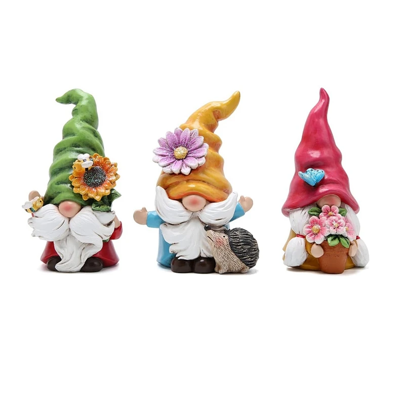 Spring Gnome Decorations Summer Gnomes Figurines Spring Gnomes For Garden Decor Set Of 3