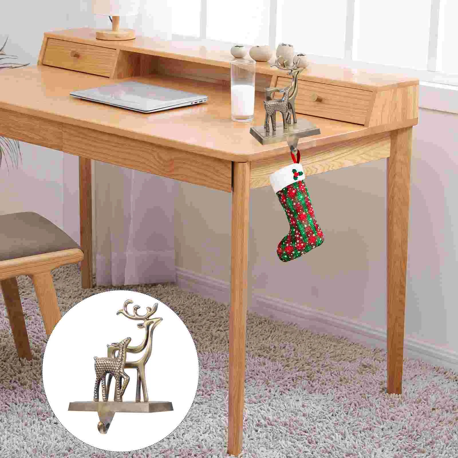 

Christmas Stocking Hook Mantel Garland Clips Reindeer Holders Hooks Stockings Decor Fireplace Hanger Xmas Socks