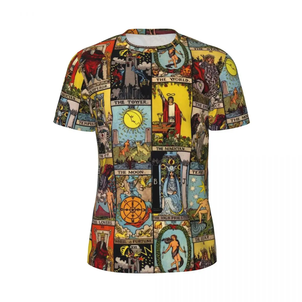 Vintage Moon T-Shirt Man Tarot Art Collage Streetwear Gym T Shirts Comfortable Summer Trendy Cool Tees Graphic Oversized Tops