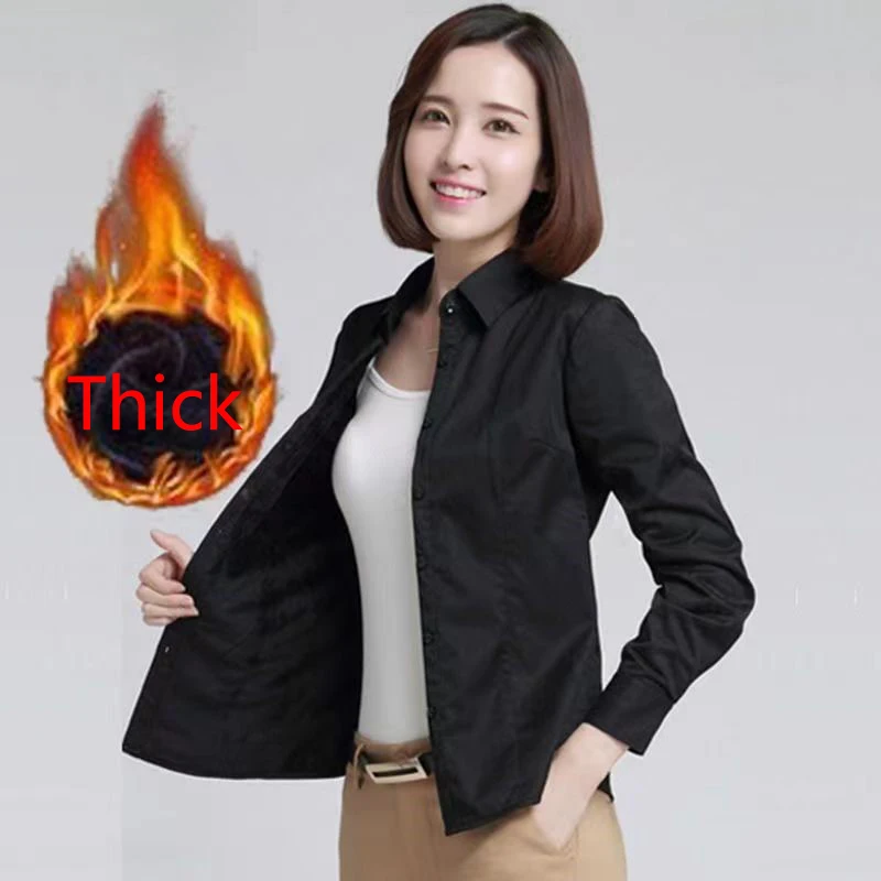 Thicken Shirt Jacket Autumn Winter Student Coat Tops New Long-Sleeved Coat Women Fashion Warm Bottoming Shirt Female NS5820